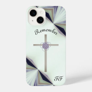 Remember Cross Flowers Ascribe Initials iPhone 14 Case