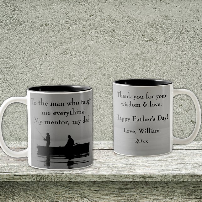Remember Dad this Father's Day. Two-Toned Mug. Two-Tone Coffee Mug (Personalize to add your names/dates.  Customize to change text, color or style.)