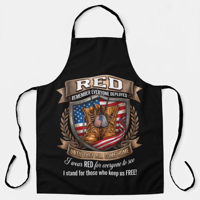 Remember Everyone Deployed Military Red Friday Apron (Front)