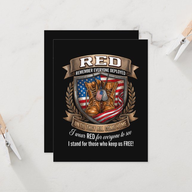 Remember Everyone Deployed Military Red Friday Invitation (Front/Back In Situ)