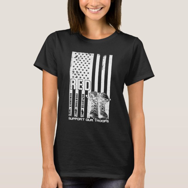 Remember Everyone Deployed  Red Friday Military T-Shirt (Front)