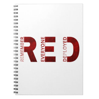 Remember Everyone Deployed Red Military Typography Notebook