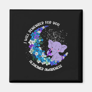 Remember For You Alzheimerheimer Awareness Elephan Magnet