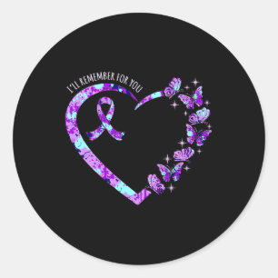 Remember For You Alzheimerheimer's Awareness Purpl Classic Round Sticker