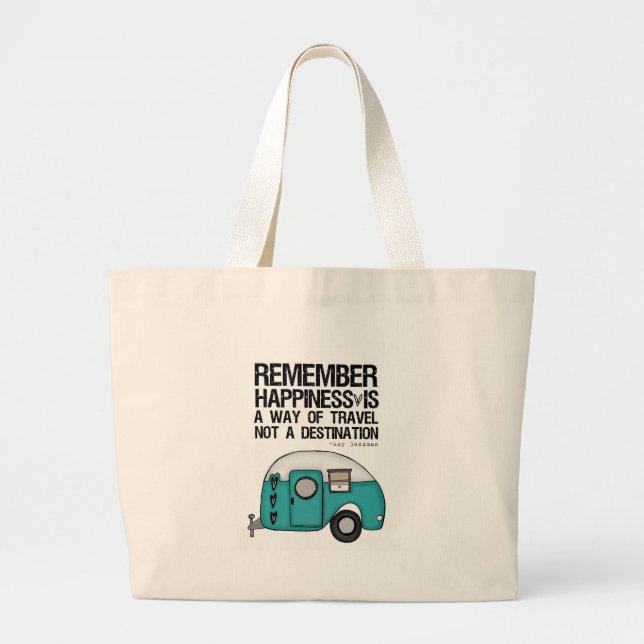 remember happiness large tote bag (Front)