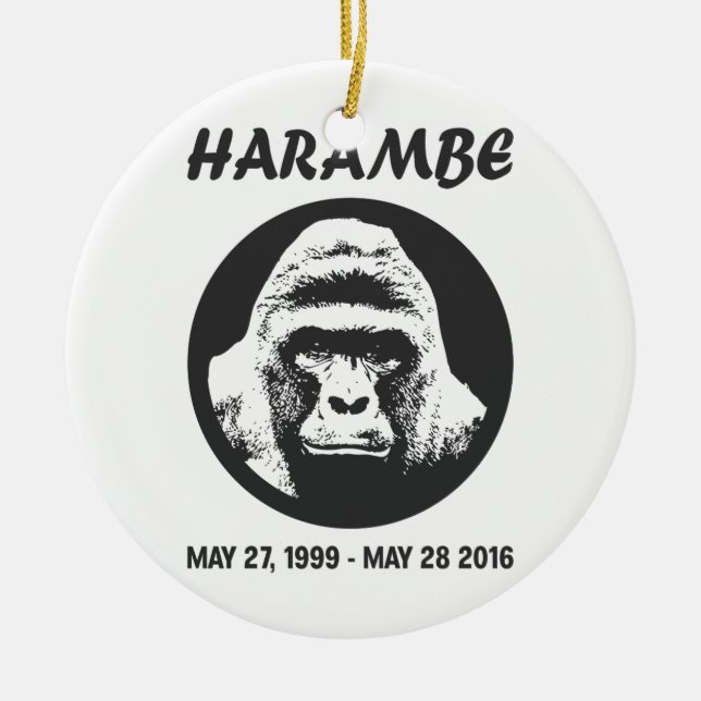 Remember Harambe Ceramic Tree Decoration (Front)