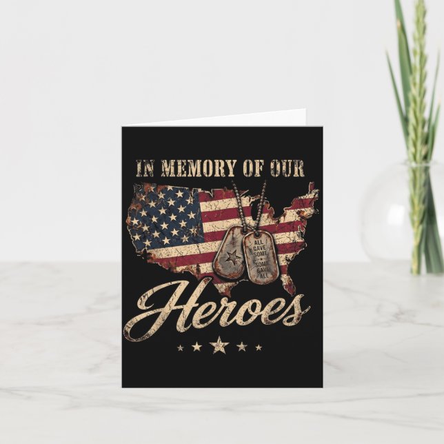Remember Heroes Memorial Day Aamerican Flag Card (Front)