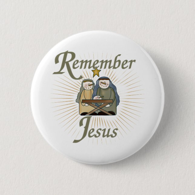 Remember Jesus 6 Cm Round Badge (Front)