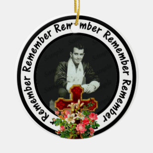 Remember Loved One Frame Circle Add Your Photo Ceramic Tree Decoration
