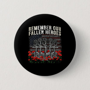 Remember Our Fallen Heroes Red Poppy Soldier Memor 6 Cm Round Badge