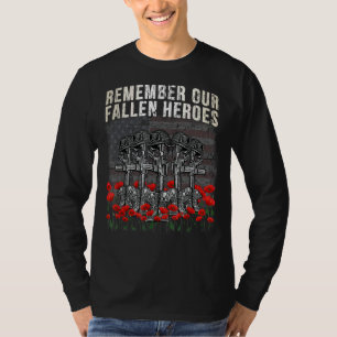 Remember Our Fallen Heroes Red Poppy Soldier Memor T-Shirt