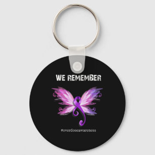 Remember Overdose Awareness Day Purple Ribbon Key Ring