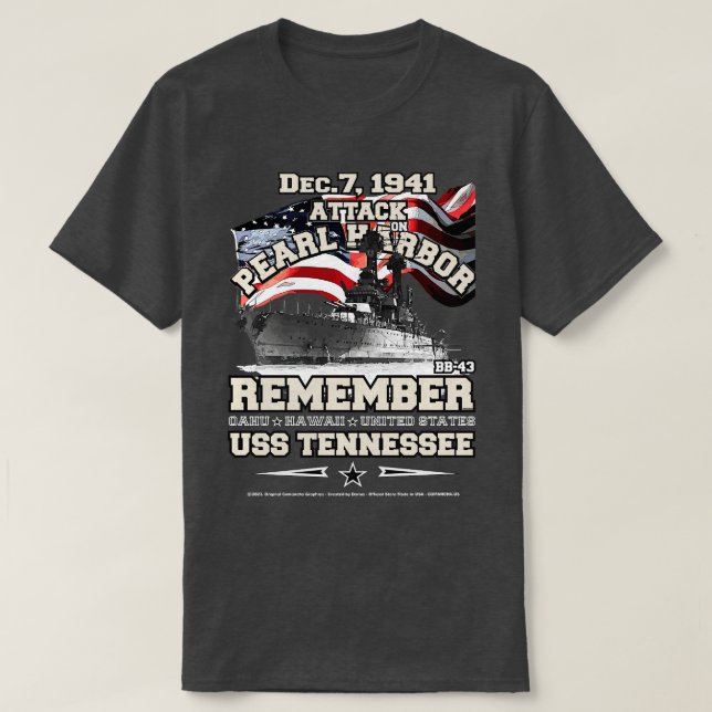 Remember PEARL HARBOR USS Tennessee BB43 T-Shirt (Design Front)