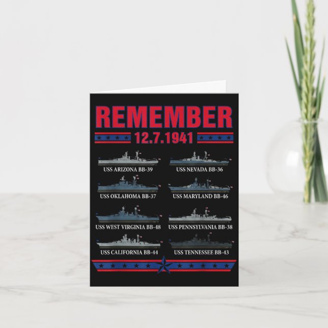 Remember pearl harbour memorial day december 7th card (Front)