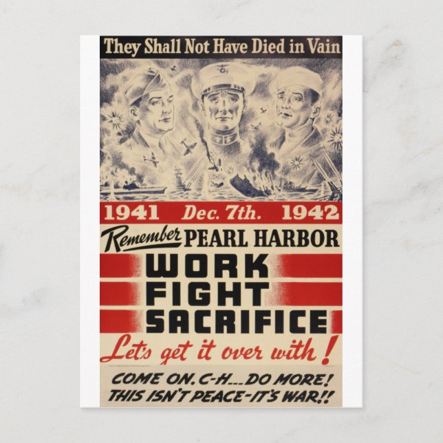 Remember Pearl Harbour Postcard (Front)