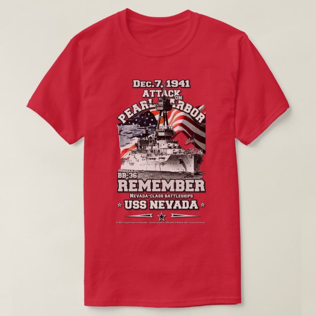 REMEMBER Pearl Harbour USS Nevada BB36 T-Shirt (Design Front)