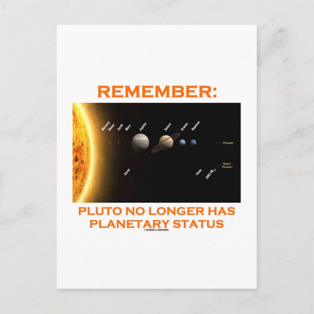 Remember: Pluto No Longer Has Planetary Status Postcard (Front)