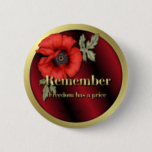 Remember Poppy 6 Cm Round Badge