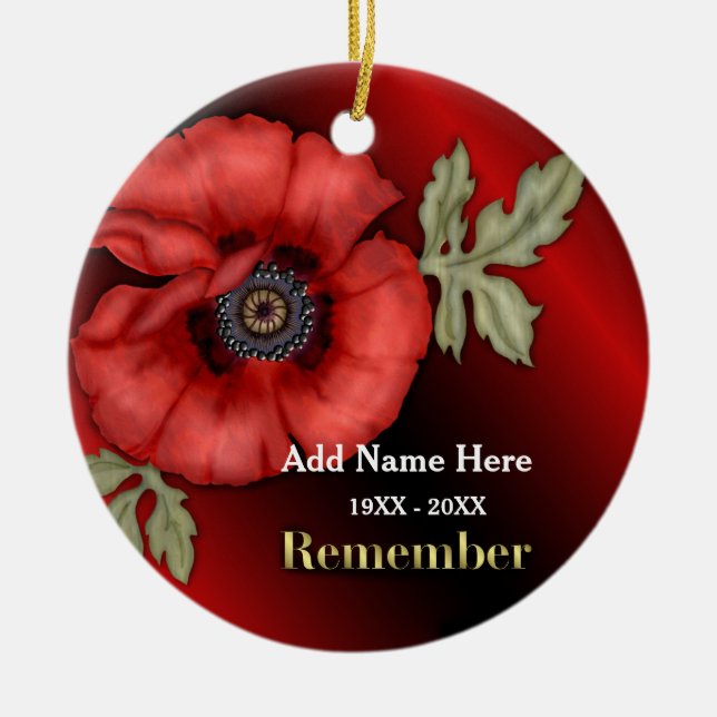 Remember Poppy - Customise Ceramic Tree Decoration (Front)