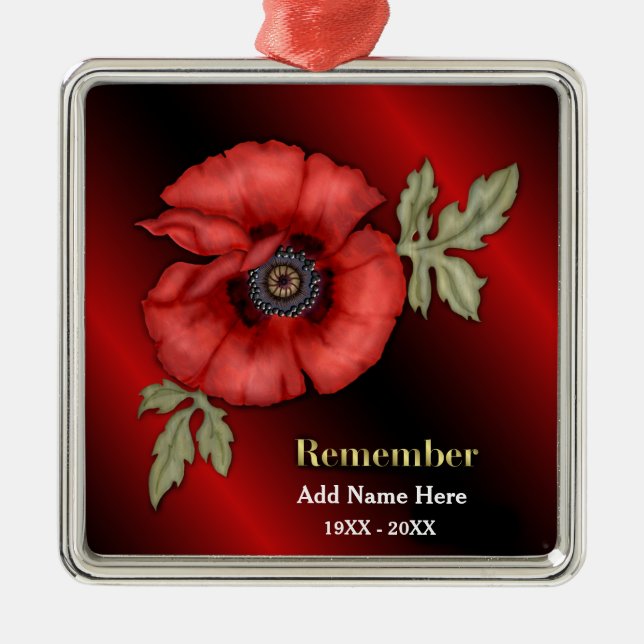 Remember Poppy - Customise Metal Tree Decoration (Front)