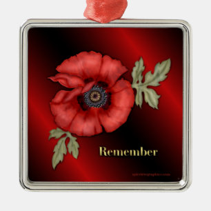 Remember Poppy Metal Tree Decoration