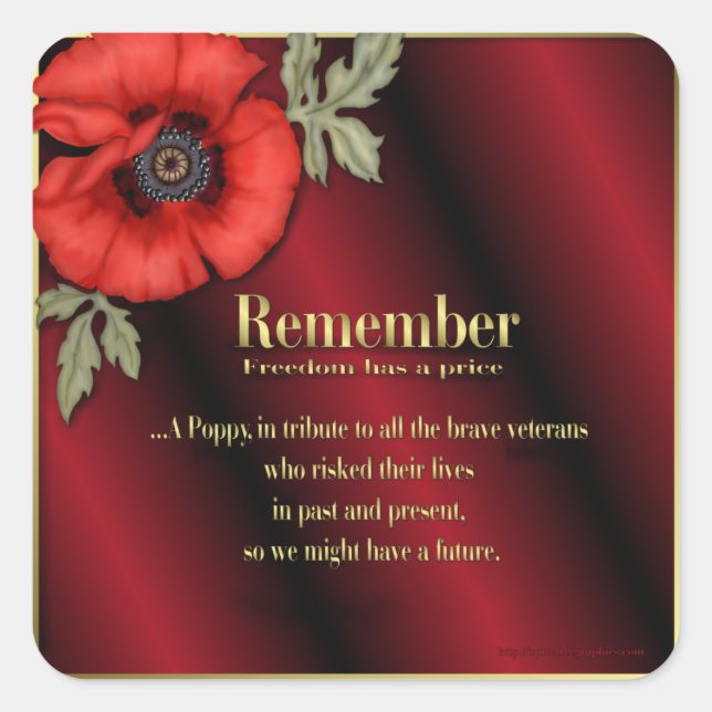 Remember Poppy Square Sticker (Front)