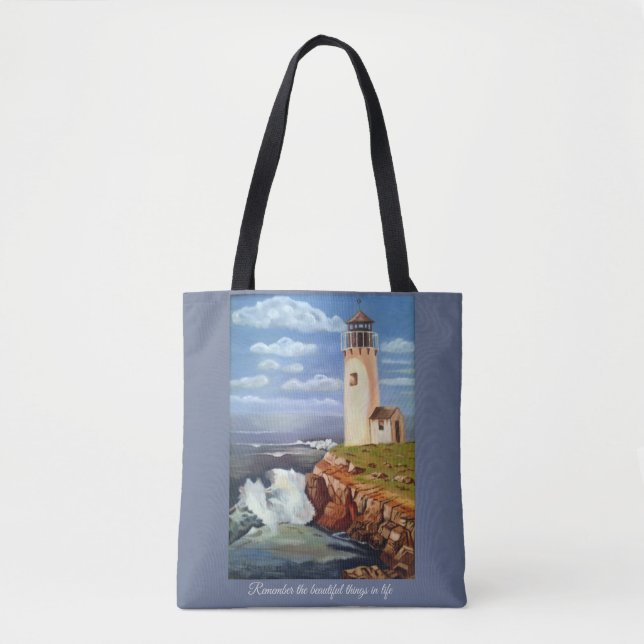 Remember the Beautiful Things Lighthouse Tote (Front)
