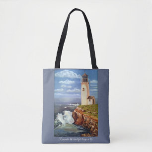 Remember the Beautiful Things Lighthouse Tote Bag