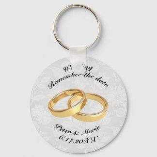 Remember The Date Wedding Rings Key Ring
