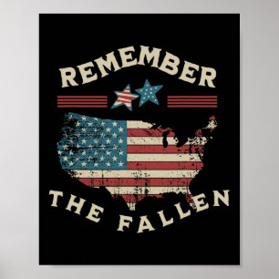 Remember The Fallen American Flag Memorial Day 4th Poster