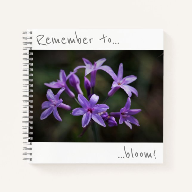 Remember to bloom Purple Blue Flowers Notebook (Front)