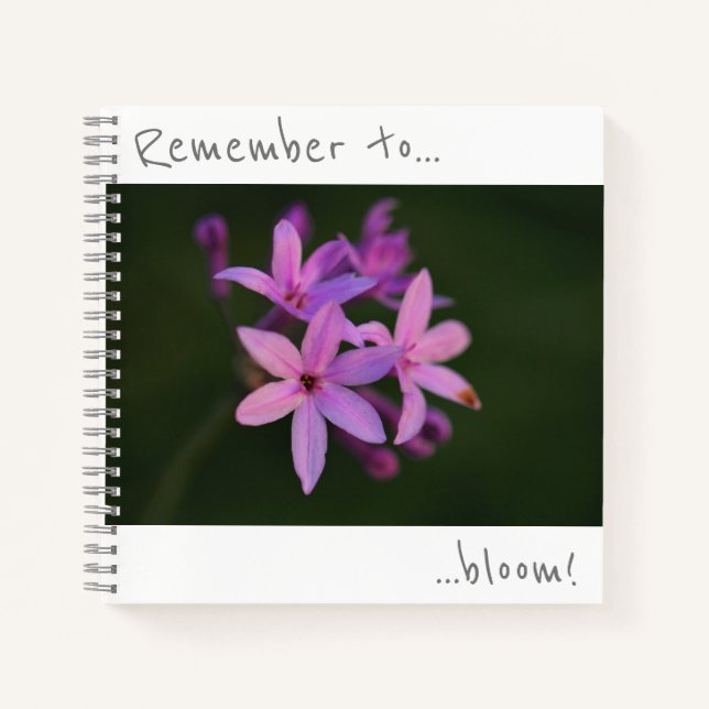 Remember to bloom Purple Flowers Notebook (Front)
