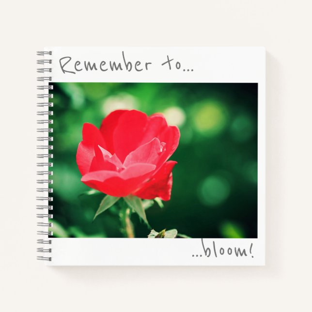 Remember to bloom Red Rose Flower Notebook (Front)