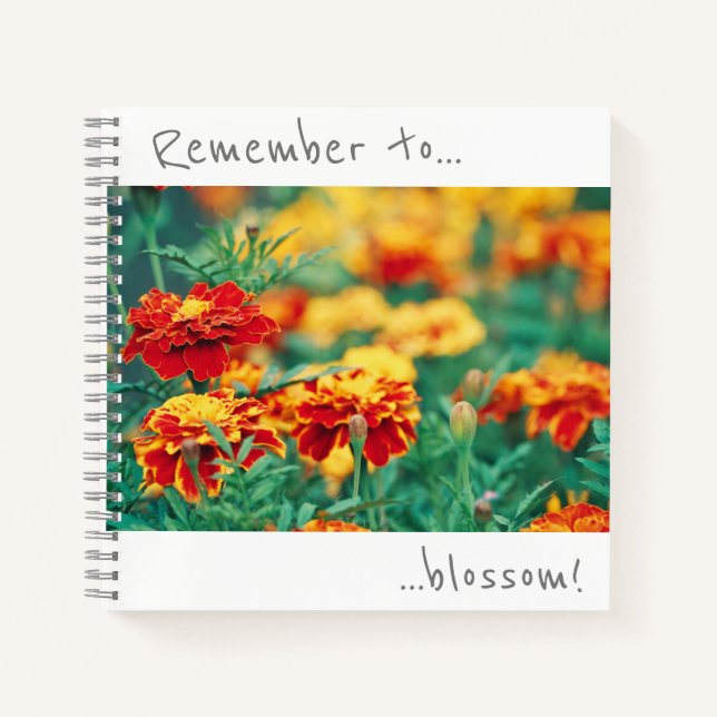 Remember to blossom Marigold Flowers Notebook (Front)