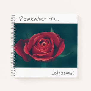 Remember to blossom Red Rose Flower Notebook