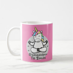 Remember to smile Kawaii happy unicorn doing yoga  Coffee Mug