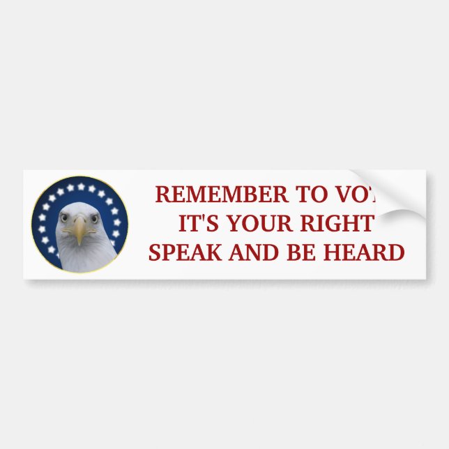 Remember to Vote, It's Your Right Bumper Sticker (Front)