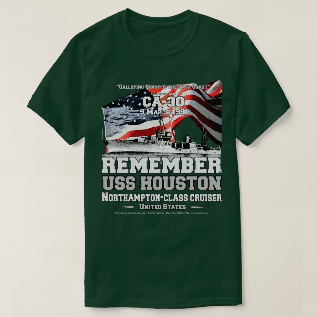 REMEMBER USS Houston CA30 navy veterans T-Shirt (Design Front)