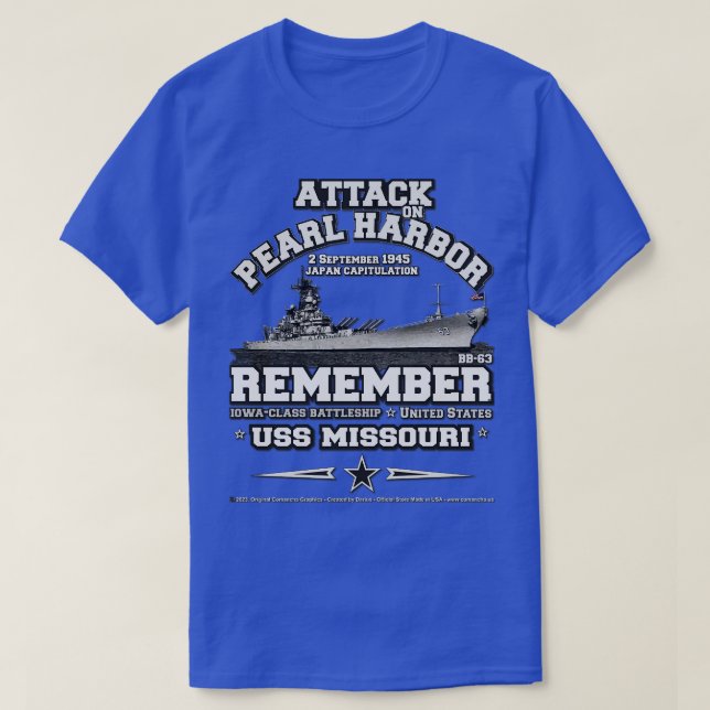 Remember USS Missouri BB63 battleship T-Shirt (Design Front)