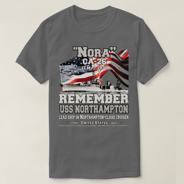 REMEMBER USS Northampton CA26 US navy cruiser T-Shirt (Design Front)