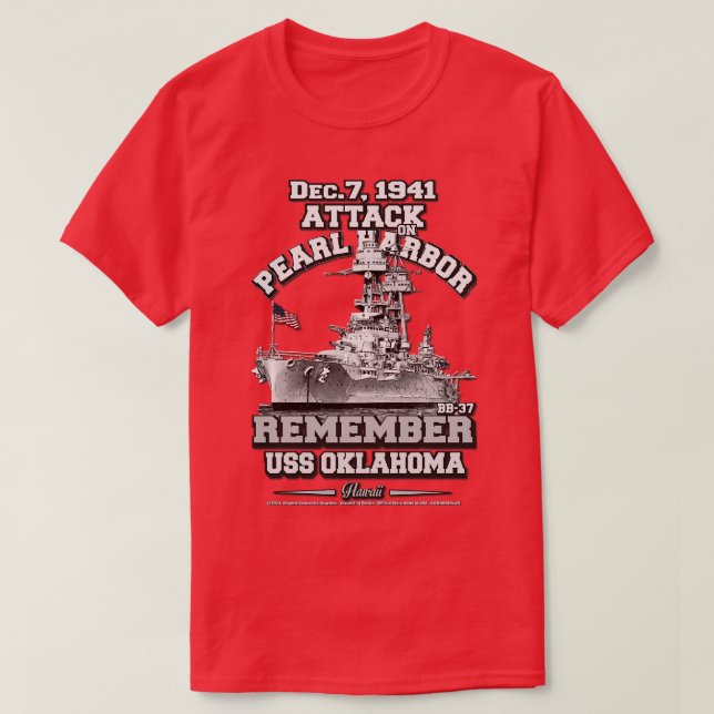 REMEMBER USS Oklahoma BB37 Pearl Harbour T-Shirt (Design Front)