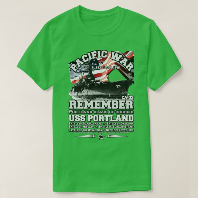 REMEMBER USS Portland US cruiser T-Shirt (Design Front)