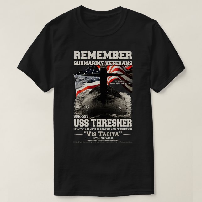 REMEMBER USS Thresher SSN593 T-Shirt (Design Front)