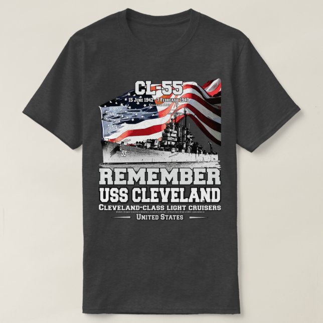 REMEMBER USSCL55 Cruiser Navy veterans T-Shirt (Design Front)