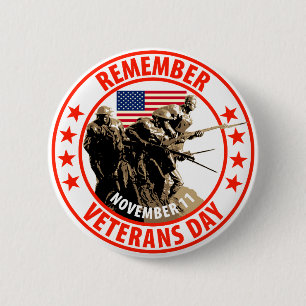 Remember Veterans Day 6 Cm Round Badge