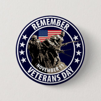 Remember Veterans Day 6 Cm Round Badge