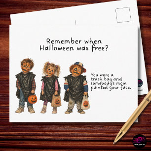 Remember When Halloween Was Free Pumpkin Kids Holiday Postcard