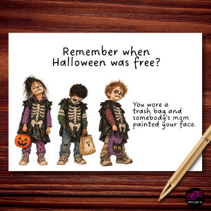Remember When Halloween Was Free Skeleton Kids Holiday Card