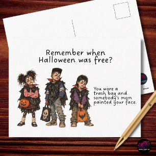 Remember When Halloween Was Free Vampire Kids Holiday Postcard