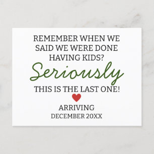 Remember when we said we are done having pregnancy postcard